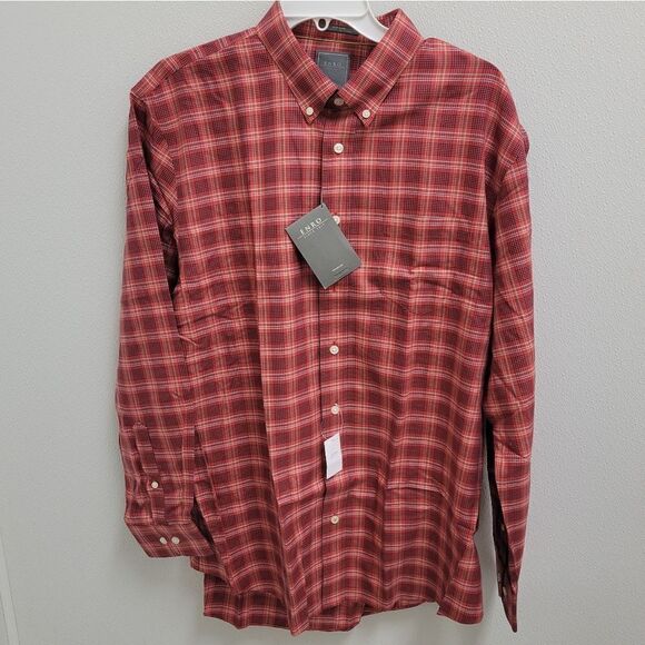 ENRO Long Sleeve NO-IRON Button Down SPORT SHIRT RUST XL 100 cotton NWT - Picture 2 of 5